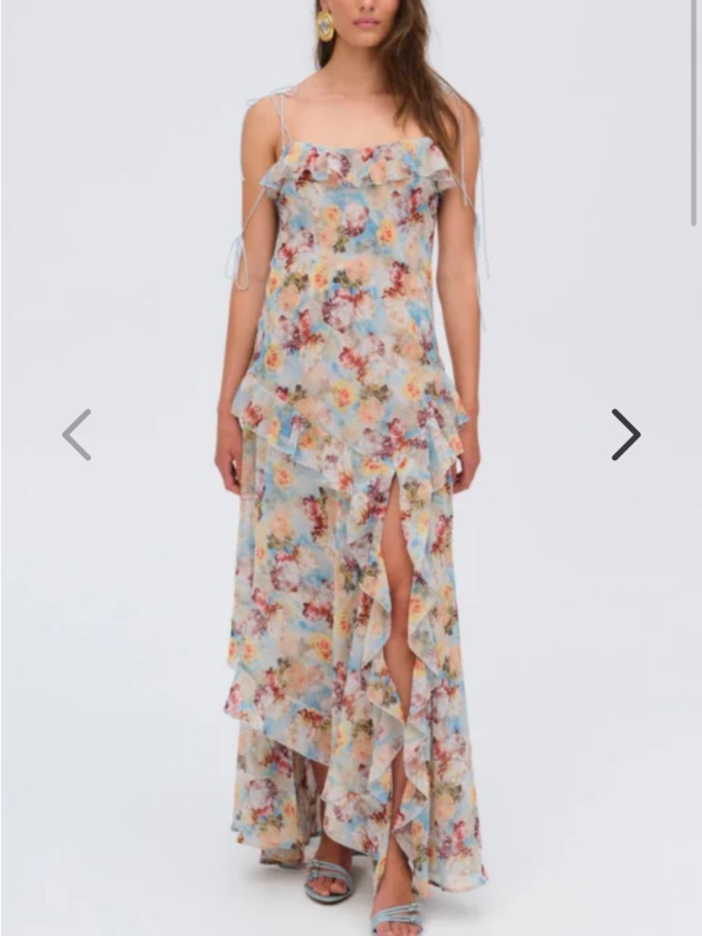 For love and lemons Floral One-Shoulder Ruffle Maxi Dress